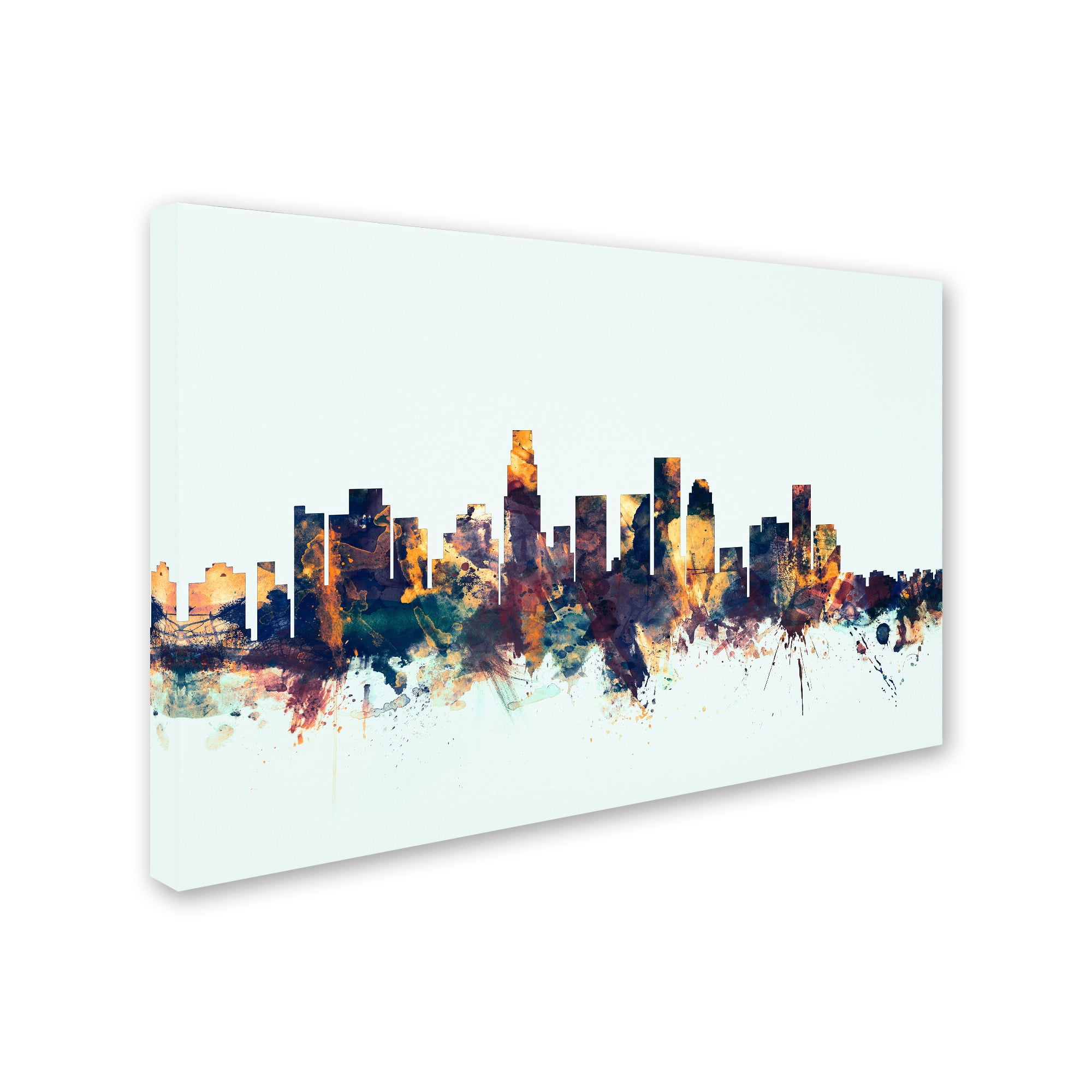 Trademark Fine Art "Los Angeles CA Skyline Blue" Canvas Art by Michael Tompsett