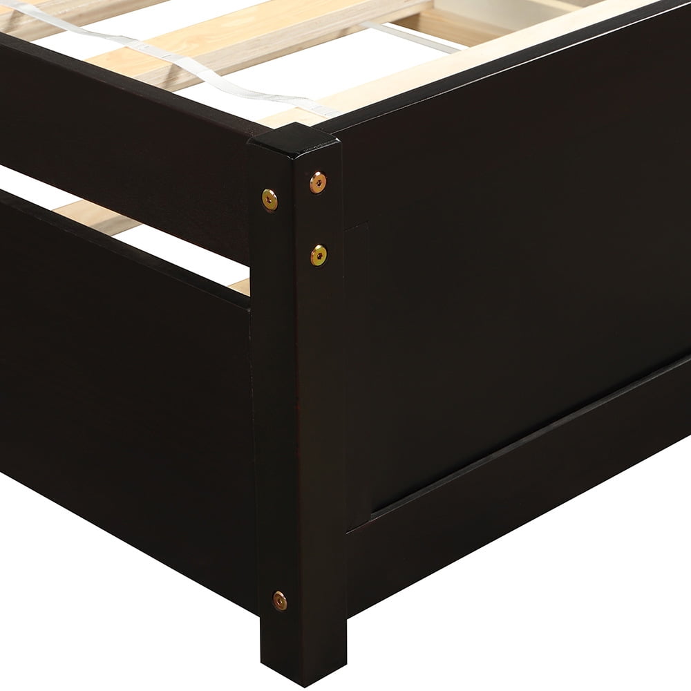 Kepooman Twin Size Wood Platform Bed Frame with Trundle & Headboard for Bedroom, 79.5"L x 41.7"W x 37.5"H, Espresso Kepooman Twin Size Wood Platform Bed Frame with Trundle & Headboard for Bedroom, 79.5"L x 41.7"W x 37.5"H, Espresso