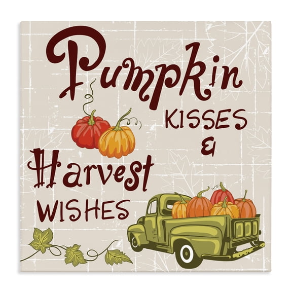 Stupell Industries Rustic Lodge Pumpkin Kisses Harvest Wishes Canvas Art, 17 x 17, by Diane Labombarbe