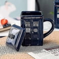 thumbnail image 3 of Taza de café/té con forma de cabina de policía, taza de cerámica con tapa, regalo de cumpleaños., 3 of 5