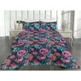 thumbnail image 2 of Ambesonne Romantic Floral Quilted Bedspread Set 3 Pcs, Boho Dreamy Flowers, Twin, Coral Pale Turquoise, 2 of 4