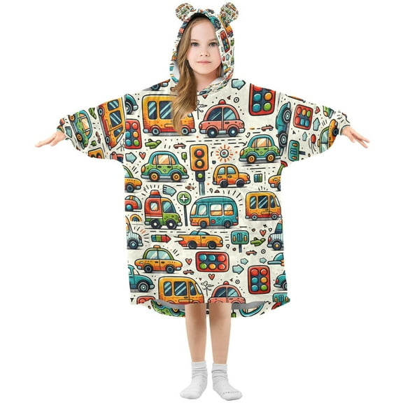 joogoo Wearable Blanket Hoodie for Cartoon Cars Oversized Sherpa Hooded 3-14 YR M