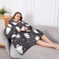 thumbnail image 5 of Oversized Wearable Blanket Hoodie,Dark Halloween Ghosts with Stars Sherpa Blanket Hoodie with Super Pockets,Super Warm Fuzzy Pullover for Women & Men, 5 of 6