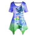 thumbnail image 1 of Talla grande Mariposa Ombre Impresión HANKY HEM TUNIC TUNE Rosegal Camisetas tallas grandes, 1 of 5