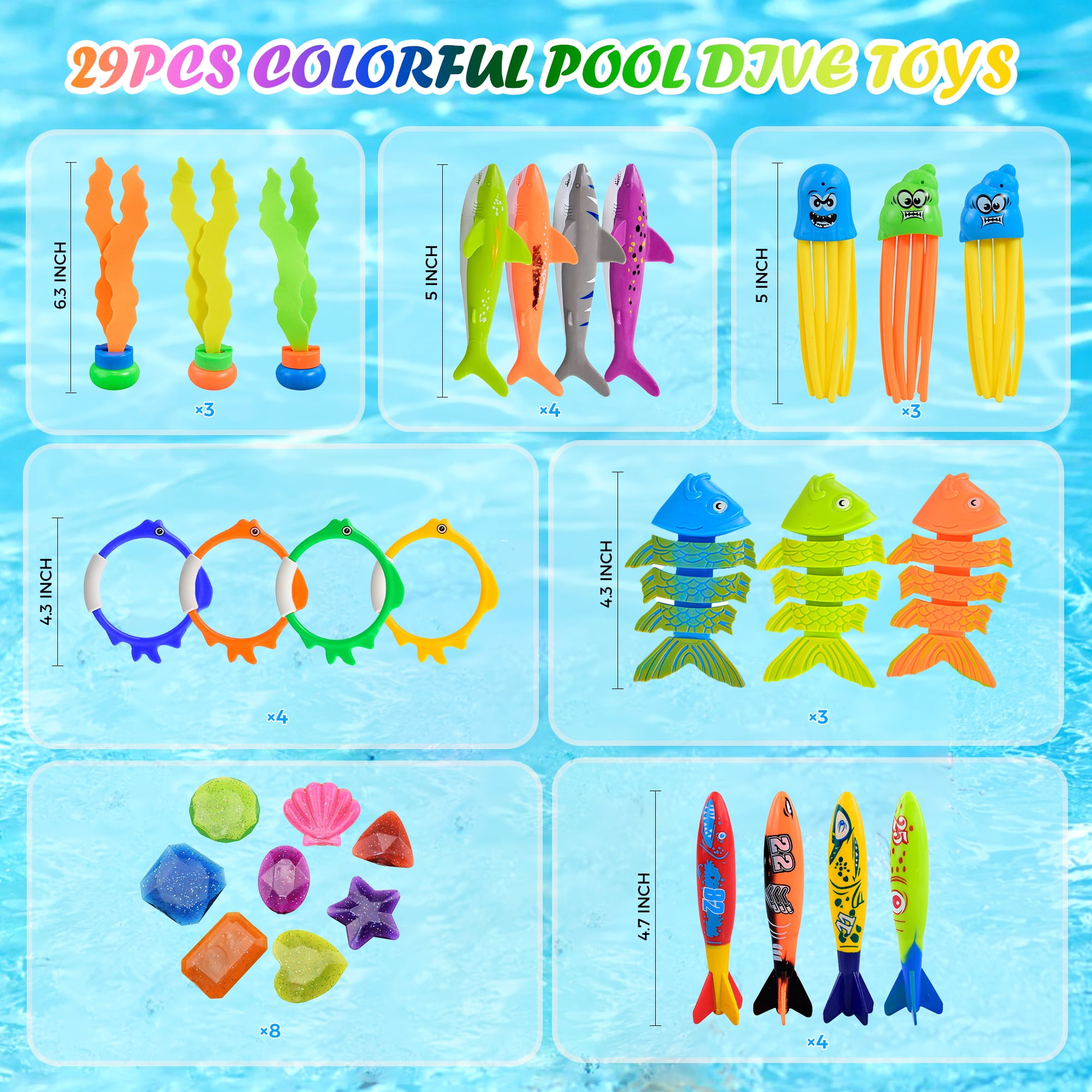 Diving Gems For Pool For Kids 28-Piece Pirate Treasure Pool Toy