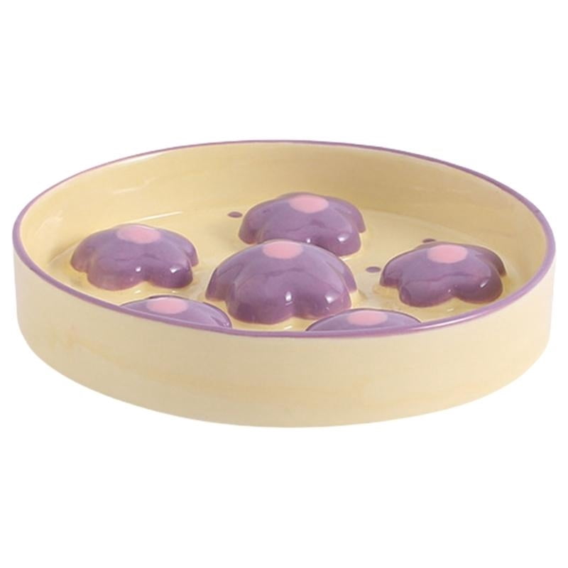 Yiran Hand-Painted Cat Anti-Choking Slow Feeder Bowl, Yellow