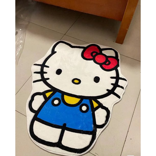 Sanrio-alfombrilla de felpa de Hello Kitty, alfombra antideslizante de imitación de Cachemira, decoración de cabecera de habitación, Gato KT Kawaii, dibujos animados Fivean unisex