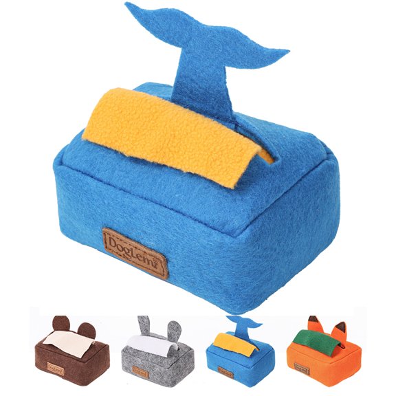 Duuclume Dog Puzzle Toy Snuffle Tissue Box Hide and Seek Toy Blue