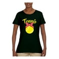 thumbnail image 2 of Wild Bobby, Tennis Mom Cute Bow Ribbon Tennis Ball, Mother's Day, Women Graphic T-Shirt, Forest Green, Small, 2 of 3
