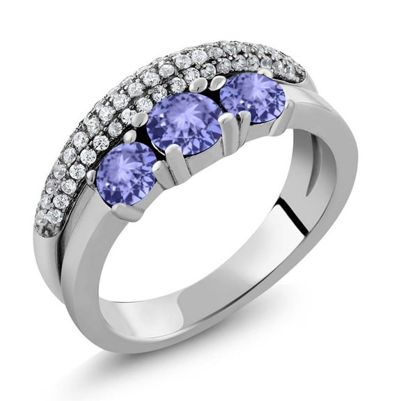 Gem Stone King 1.77 Ct Round Blue Tanzanite 925 Sterling Silver Ring (Size 8)