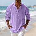 thumbnail image 2 of SAWOBUUN Mens Linen Henley Shirts Long Sleeve Breathable Pullover Top Loose Fit Casual Beach Vacation T-Shirt, 2 of 9