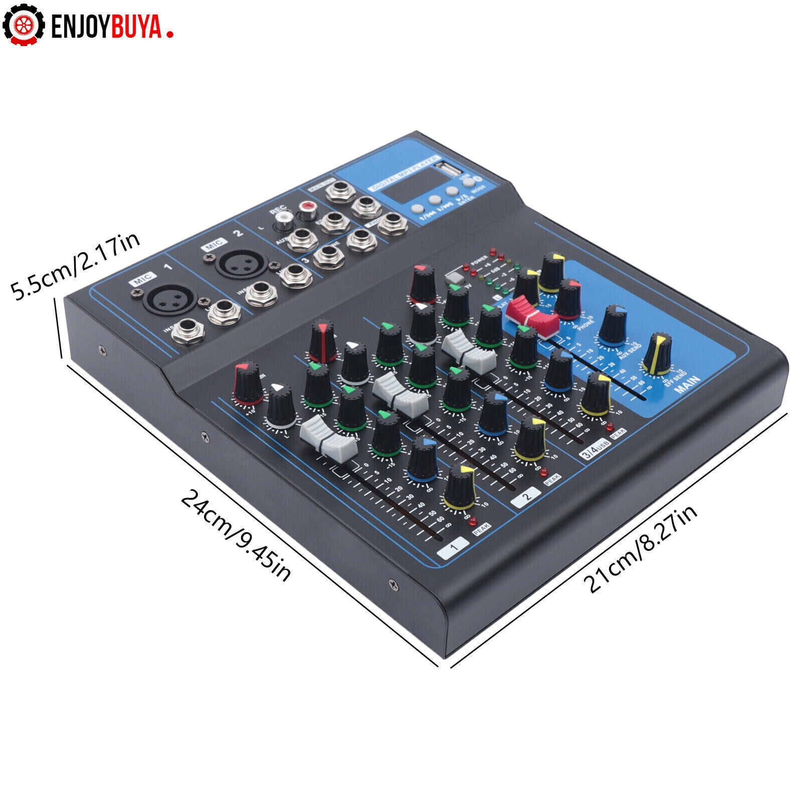 4-Channel Mixer Bluetooth Studio Audio Mixer DJ Live Sound Mixing Console USB