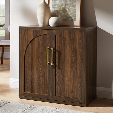 Arched Door Sideboard Buffet Cabinet, Accent Cabinet with Adjustable Shelf, Wood Modular Credenza Storage Cabinet for Dining Room, Living Room, Entryway, Brown