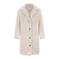 thumbnail image 4 of Women's Winter Teddy Faux Fur Coat Warm Button Down Fuzzy Fleece Long Jacket Single Breasted Cardigan, 4 of 6