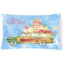 Merry Christmas Jack Russell Terrier Canvas Fabric Decorative Pillow