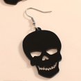 thumbnail image 3 of Halloween Earrings Black Skull Design Dangle Earrings Goth Punk Style Acrylic Jewelry Halloween Ornaments For Women Girls, 3 of 5