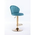 thumbnail image 5 of 2 Pcs Velvet Adjustable Bar Stools Ergonomics Swivel Dining Chair Baby Blue, 5 of 5