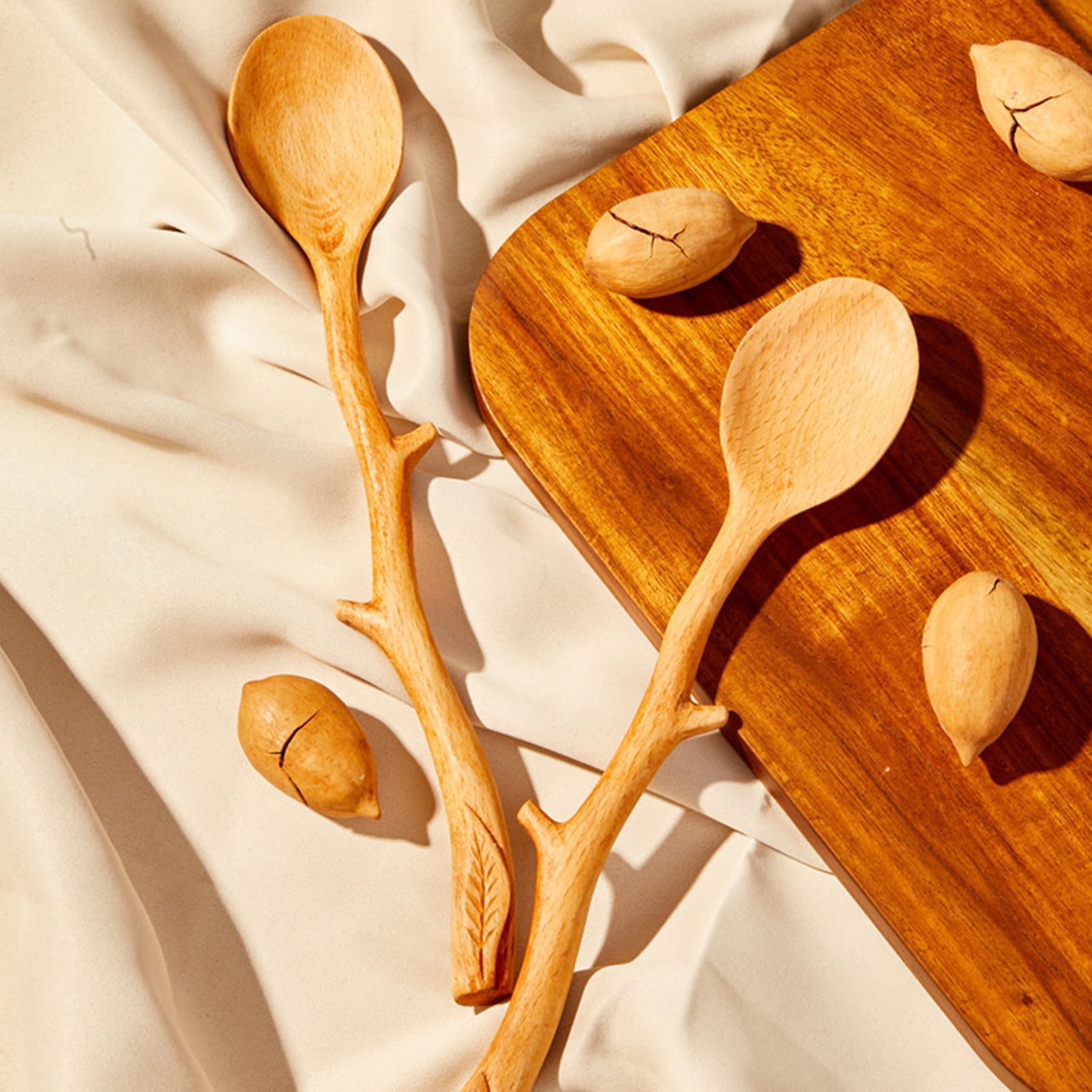 1x Wooden Soup Spoon Cooking Kitchen Utensil Wood Soup Coffee Milk Mixing Scoop 