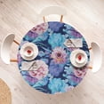 thumbnail image 4 of Ambesonne Floral Fitted Round Tablecloth, Watercolor Sketchy Flowers, 45"- 56" Diameter, Dried Rose and Azure Blue, 4 of 5