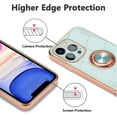 thumbnail image 5 of Electroplated Magnetic Ring Holder Case, 360 Degree with Rotation Metal Finger Ring Holder Magnet Car Holder Soft Silicone Shockproof Cover for iPhone 13 Pro Max 6.7 inch - Mint Green, 5 of 16