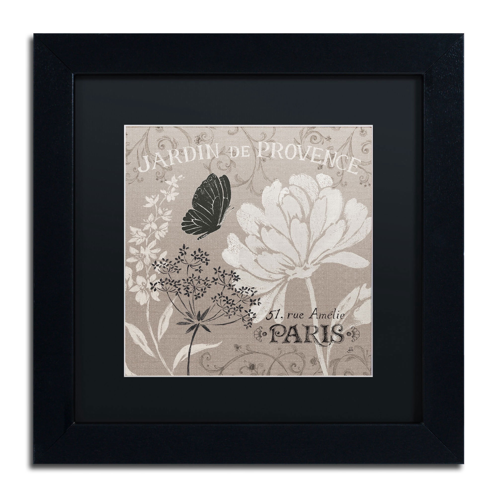 Trademark Fine Art "French Linen Garden III" Canvas Art by Daphne Brissonnet, Black Matte, Black Frame