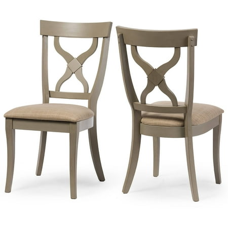 Country Cottage Furniture Baxton Studio Balmoral Chic Country Cottage Antique Oak Wood and Distressed Light Grey X-Back Dining Side Chair, Set of 2 ()