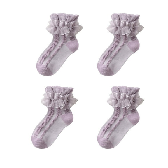 AUQ 4Pair Kids Socks,Cotton Girls Ankle Socks,Socks for Toddler Boys,Purple