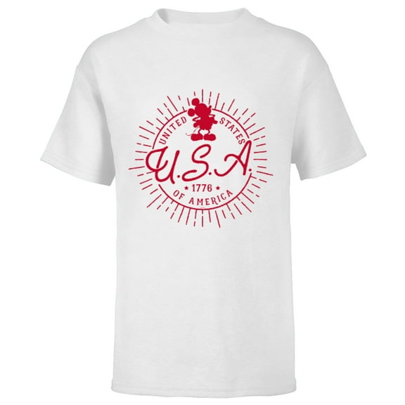 Disney Mickey Mouse United States of America 1776 - Short Sleeve T-Shirt for Kids - Customized-White