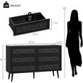 thumbnail image 2 of Rattan Dresser for Bedroom, Black 6 Drawer Dressers & Chest of Drawers, Natural Boho Dresser with Handles Wood Storage Organizer Modern Dressers for Closet, Hallway, Office, 2 of 13