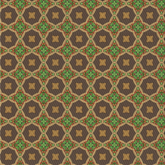 Ahgly Company Machine Washable Indoor Square Transitional Brass Green Area Rugs, 8' Square