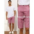 thumbnail image 4 of Unique Bargains Men's Plaid Shorts Straight Fit Comfort Flat Front Checked Shorts 36 Pink, 4 of 6