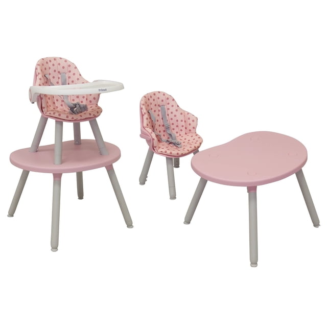 Silla Periquera Prinsel Bistro 3 En 1 Acolchonada Mesita Rosa Bolitas
