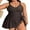 Brown, variant on Asoul Womens Plus Size Scalloped V Neck One Piece Swimsuits Side Tie Knot Swimdress Bathing Suits