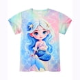 thumbnail image 4 of Beilxfa Little Girls Cartoon Short Sets Summer 2 Piece Outfits Toddler Teen Girl Top T-shirt and Shorts Pjs 3-10T,1pcs-Mermaid, 4 of 10
