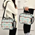 thumbnail image 5 of Insulated Lunch Bag 6L Leak-Proof Lunch Box with Shoulder Strap Multiple Pockets Lunch Tote Green and Peach Bow Pattern, 5 of 9