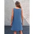 thumbnail image 5 of Women Sleeveless Denim Overall Dress Adjustable Strap Pockets Casual A‑Line Mini Dress, 5 of 6