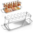 thumbnail image 2 of Chicken Wing Rack, Stainless Steel Chicken Grill Rack, Chicken Leg Rack with Drip Tray, Hanging 14 Chicken Legs, for Picnics, 2 of 5