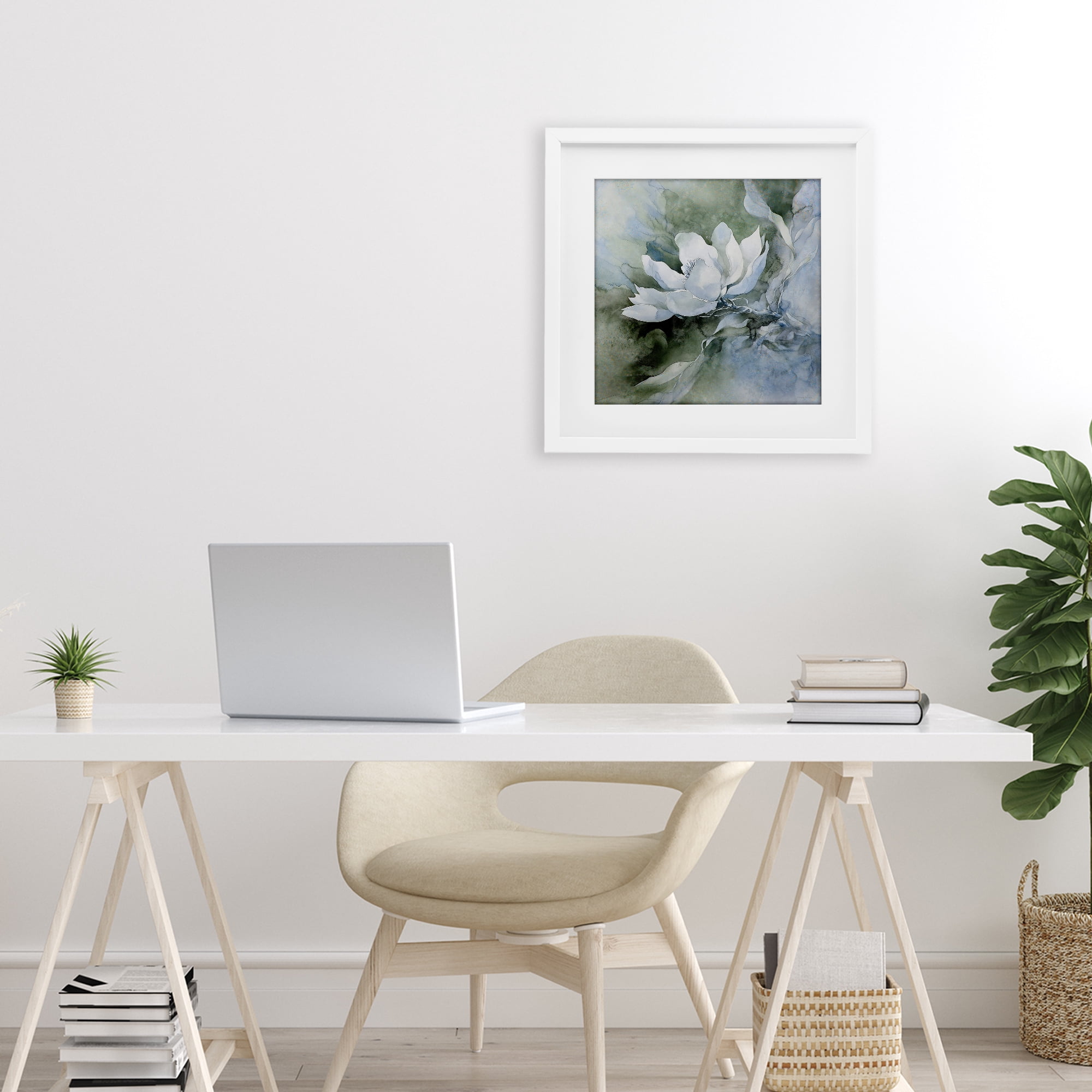 Stupell Industries Fluid Whimsical Flower White Framed Print Under Glass, design by Svetlana Aleynikova