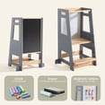 thumbnail image 5 of HARPPA Toddler Tower with Adjustable Height and Anti-Slip Protection, Kids Standing Tower with Safety Rail, Nordi Kids Kitchen Tower with Chalkboard, Gray, 5 of 9