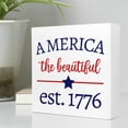 thumbnail image 3 of Zomyto 5x5 In America The Beautiful Est.1776 Independence Day Patriotic Wooden Box Sign Desk Decor,Retro 4th of July Wood Sign, 3 of 6