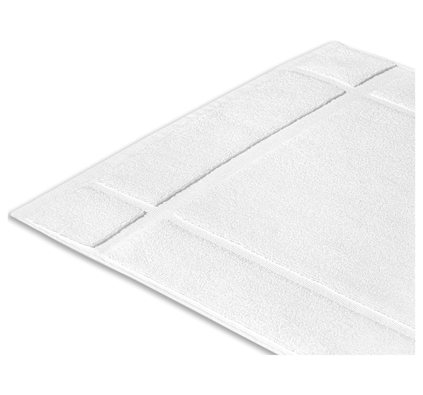100% Cotton Bath Mats 24 x 17 Inches, Quick Dry, 1350 GSM Banded Border Shower Bathroom Floor Mat, Not Bathroom Rug - White, Pack of 6