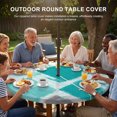 thumbnail image 2 of Round Outdoor Tablecloth with Umbrella Hole and Zipper, Turquoise Grey Ombre Fitted Table Cover with Elastic Edge for 36-44 Inch, Farmhouse Abstract Mottled Art Waterproof Patio Tablecoths for Picnic, 2 of 9