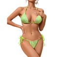 thumbnail image 1 of Traje baño sólido con cordones para mujer, mini traje baño sexy con escote en pecho, 1 of 5
