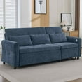 thumbnail image 3 of FFH 82" Sofa Bed, 3 in 1 Convertible Sleeper Sofa with USB Charging Ports, 3 Seater Chenille Sofa with Pull Out Bed and Reversible Recliner, Blue, 3 of 13