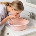 thumbnail image 4 of Pink L Heavy Duty Plastic Basin Double-Handled Multipurpose Washbasin With Textured Grips Stackable And Spacious Design For Household And Bathroom Use 13.39X9.45X4.33In 0.375Lb, 4 of 7