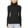 thumbnail image 1 of UKAP Ladies Tunic Blouse Long Sleeve Jumper Top Solid Color Knit Tops Slim Fit Work Sweater Black M, 1 of 2