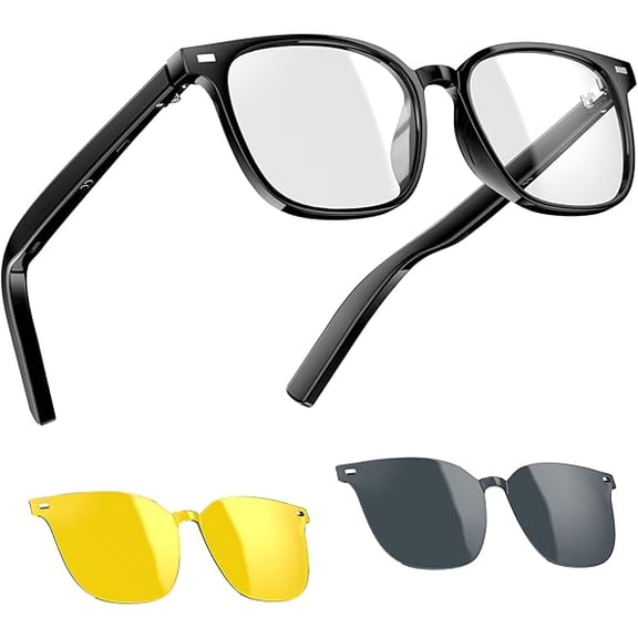 Smart Glasses, 5.3 Bluetooth Sunglasses, Anti-Blue Lens, 2 Change Lenses, Voice Assistant Compatible, UV Protection