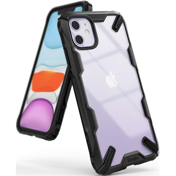 Ringke Fusion-X Case Compatible with iPhone 11, Transparent Hard Back Shockproof Advanced Bumper Cover - Black