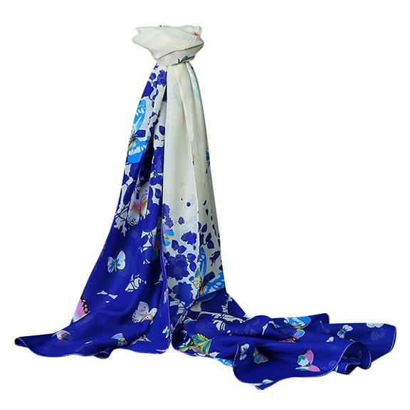Scarf for Women Butterflies Printed Chiffon Silk Scarves And Long Ladies Scarves Shawl Dual-use Bandanas