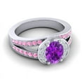 thumbnail image 3 of 2.35 Carat Wonderful Oval Cut Amethyst & Pink Sapphire Gemstone Engagement Ring for Women Solid 18K White Gold Size 5 by Diamond-Capitals, 3 of 8